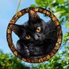 Artistic Black Cats Theme Acrylic Hanging Wreath Decorative Piece For Indoor and Outdoor Use Home Wall Window Ornament
