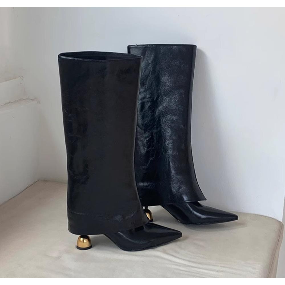 Pointed Toe Women High Boots Designer High Heels Shoes Fashion Knee High  Winter Chelsea Boots Goth Pumps Luxury Botas Mujer