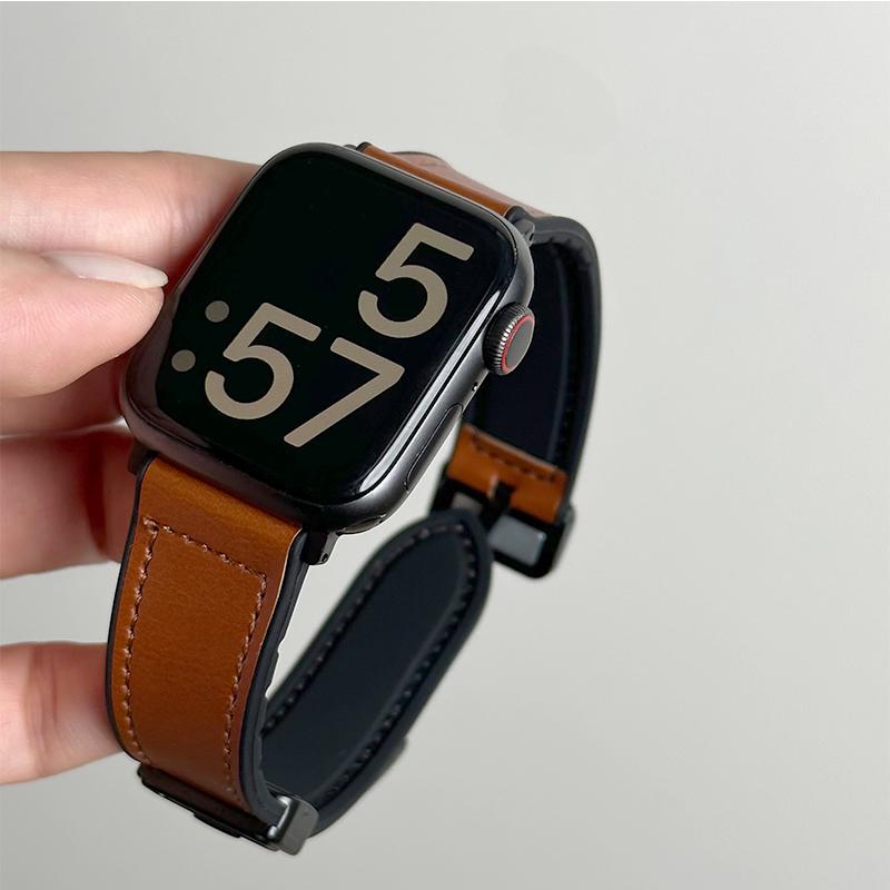 Leather+Silicone Strap For Apple Watch Band Ultra 49mm 44mm 45mm 41mm 46mm 40mm 42mm Magnetic Bracelet iwatch Series 2028