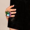 Adjustable Size Square Rhinestone Ring Square Shape Large Crystal Ring Adjustable Crystal Ring