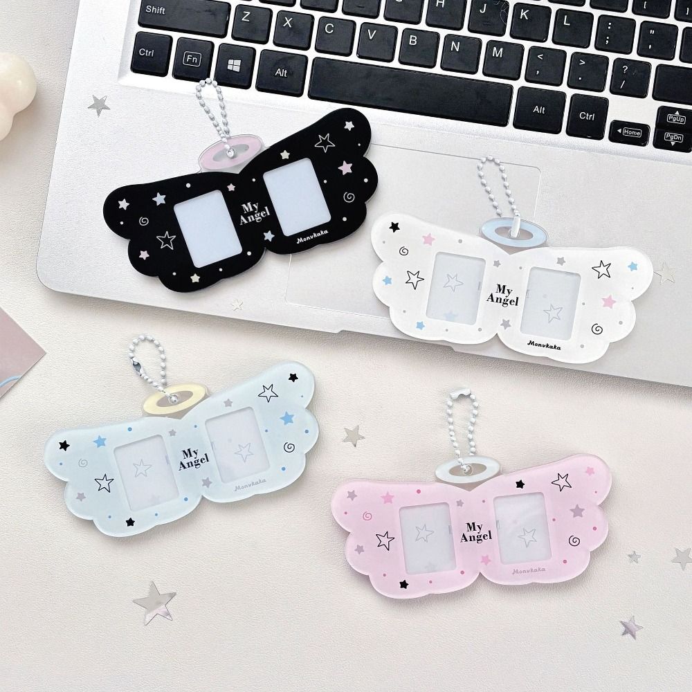 Cute Angel Wings Card Sleeve Pendant Bag Pendant Clear Photocard Holder DIY Design Card Cover