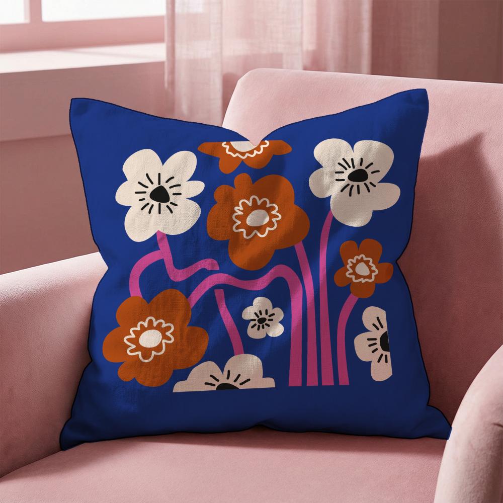 Plants and Flowers Cushion Cover Multi-Scene Pillow Cover for Home & Car - Reversible, Soft & Durable for Daily Use