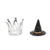 12 Set Witch Hat and Crown Cake Toppers Mini Wizard Hats Cupcake Decorations for Birthday Party Supplies Silver
