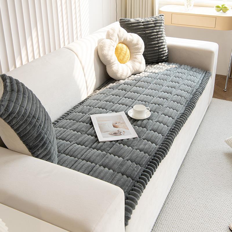 New Autumn and Winter Corduroy Sofa Cushions Plush Cushions Simple Modern Non Slip Leather Sofa Cover Cover Cloth
