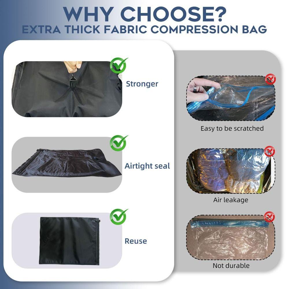 New Reusable Hand Roll Vacuum Bags Dustproof Portable Vacuum Compression Bag Space Saver Luggage Vacuum Storage Bag for Travel