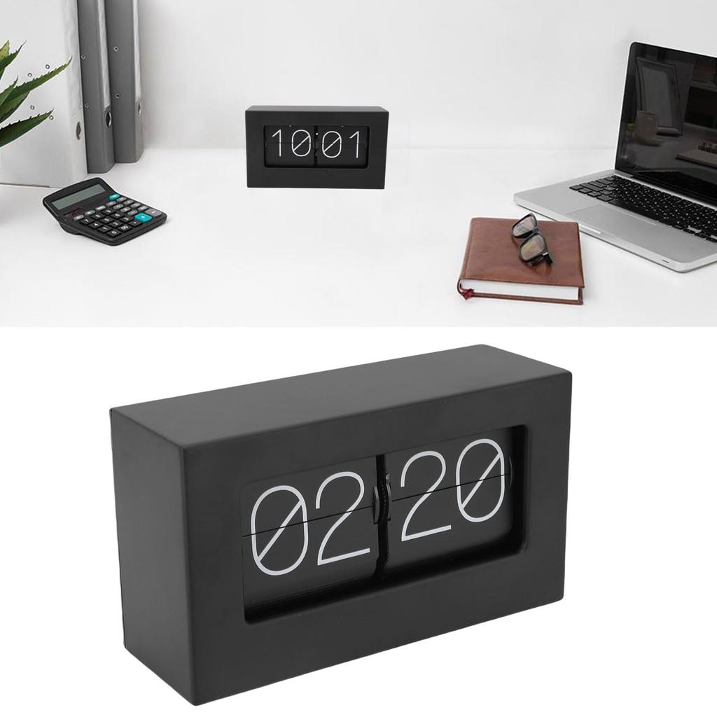 Asixxsix Flip Desk Clock, Retro Style Flip Clock, Automatic Rotating Vintage Flip, Classic Mechanical Battery Powered Digital Display, Desktop & Wall