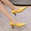 Women's High Heel Single Shoes Spring and Summer New Thick with Solid Color Large Size Matching Low Top Shoes