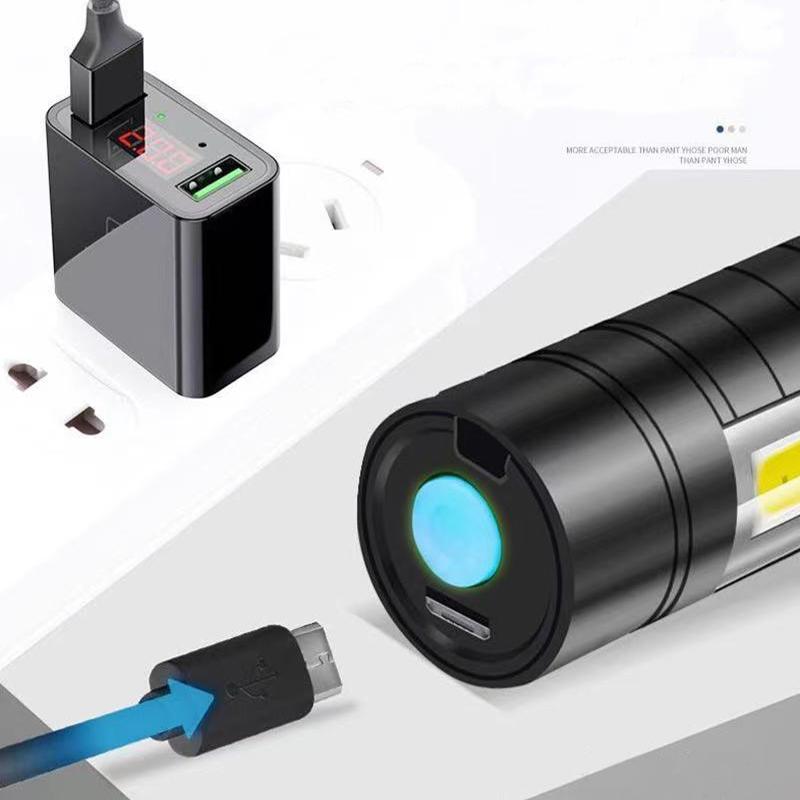 T6 COB LED Tactical USB Rechargeable Portable 3 Modes Camping Lantern Zoomable Waterproof Flashlight Torch Lamp Focus Light
