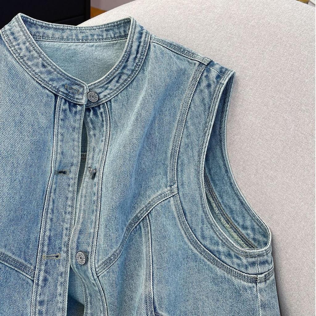 Fashion Denim Vest Women's Fashionable Foreign Style Versatile Vest Jacket Top Fashion Retro-inspired Casual Vest, Denim Vest with Clean Silhouette
