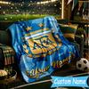 Custom Name Argentina Football Team Flannel Blanket, Use for Birthday/Holiday Gift, Soft Blanket for Sofa/Bed/Camping/Office, Home Decor