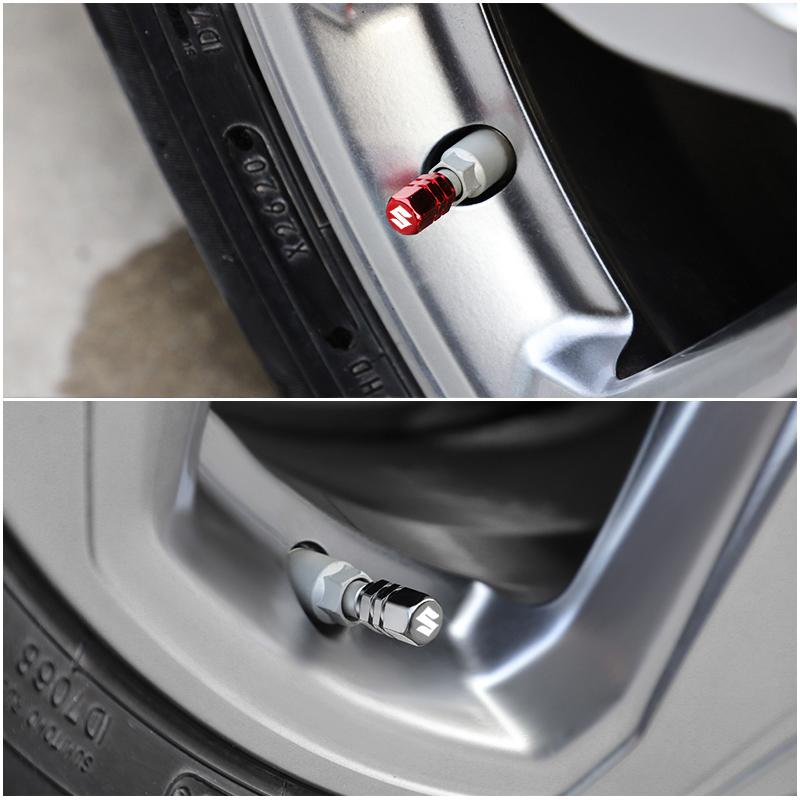 4Pcs Car Tire Valve Stem Cap Titanium Alloy Tyre Caps Cover For Suzuki Swift Vitara Baleno Jimny Samurai SX4 Ignis Splash Kaiser