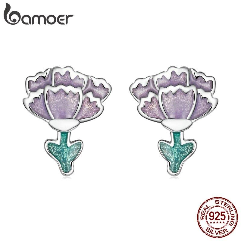 

BAMOER гвоздики для девочек, серьги-гвоздики из стерлингового серебра 925 пробы, изысканные серьги-гвоздики с растениями для женщин, ювелирные изделия, сделай сам, подарок