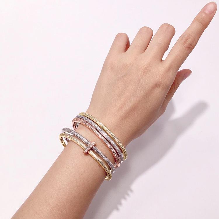 Diamond-Studded Double-Circle Detachable Double-Ring Bangle - High-End European & American Fashion for Women