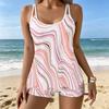 Women's Swimwear Tankini 2 Piece Swimsuit Colorful Flow  Pattern Vacation Bathing Suits