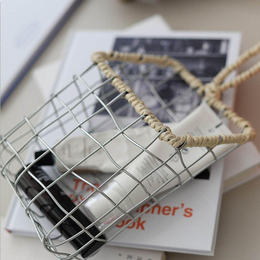 Nordic Kitchen Wall Organizer Metal Cabinet Storage Basket Small Stuff Snacks Support