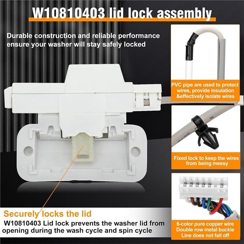 YCOC-W10810403 W10861642 W10787836 For Whirlpool Cabrio Washer Lid Lock Include W11237157 Lid Lock Bezel For Whirlpool Cabrio