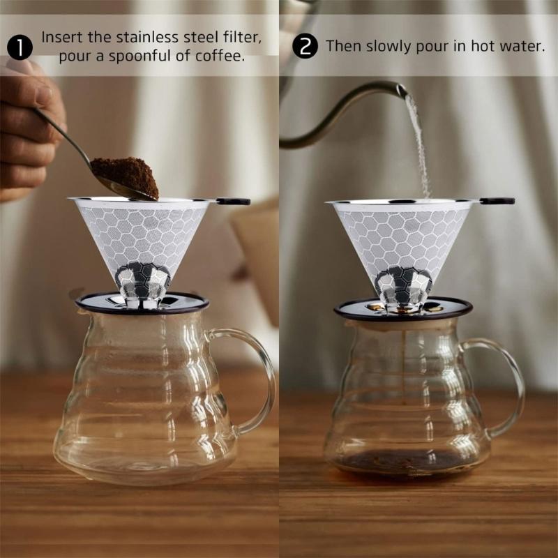 Stainless Steel Coffee Filter Reusable Coffee Dripper Manual Brewing Supplies Convenient Fine Filter Perfect for Coffee