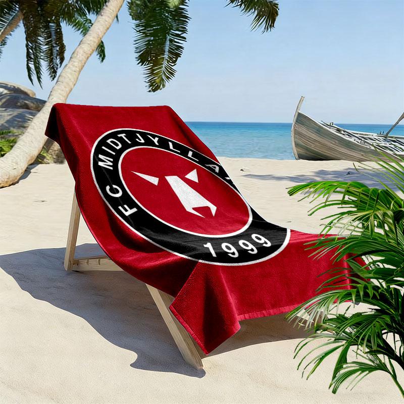 FC Midtjylland Logo Print Beach Towel, Large Soft Quick Dry Towel for Beach Camping Swimming