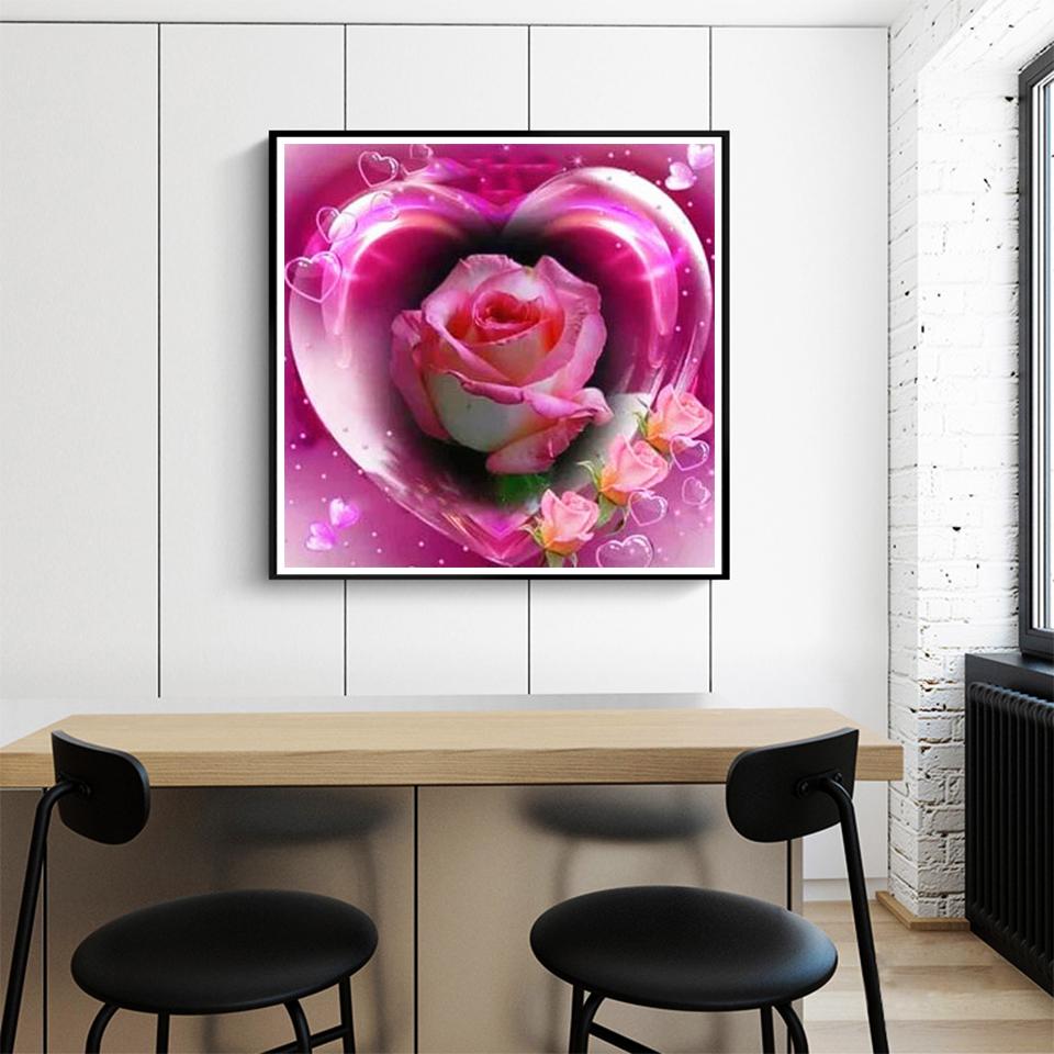 5D DIY Diamond Painting Flower Rhinestone Picture Rose Cross Stitch Kit Diamond Embroidery Round Mosaic Home Decoration