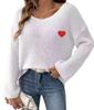 Valentine's Day Heart Embroidery One-Shoulder Pullover Sweater for Women