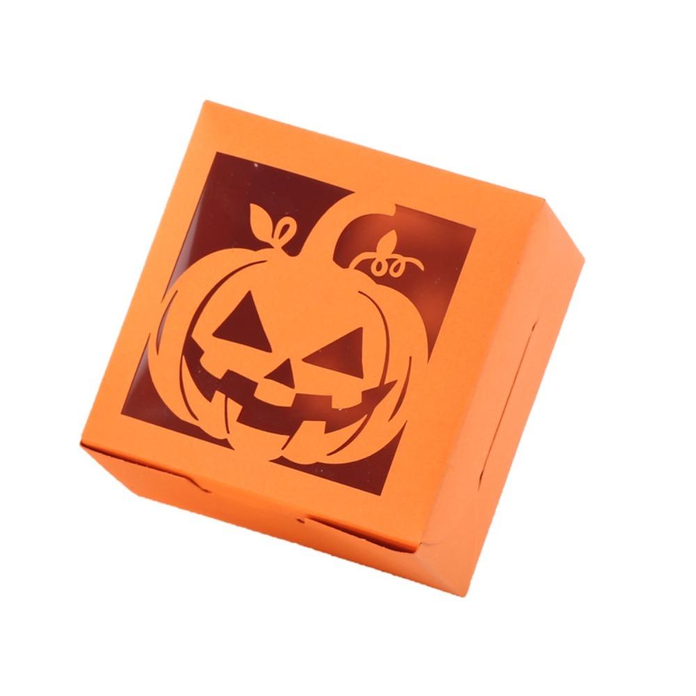 

50PCS Transparent Window Candy Packaging Box Square Cookie Box Halloween Candy Gift Box Bakery Pumpkin