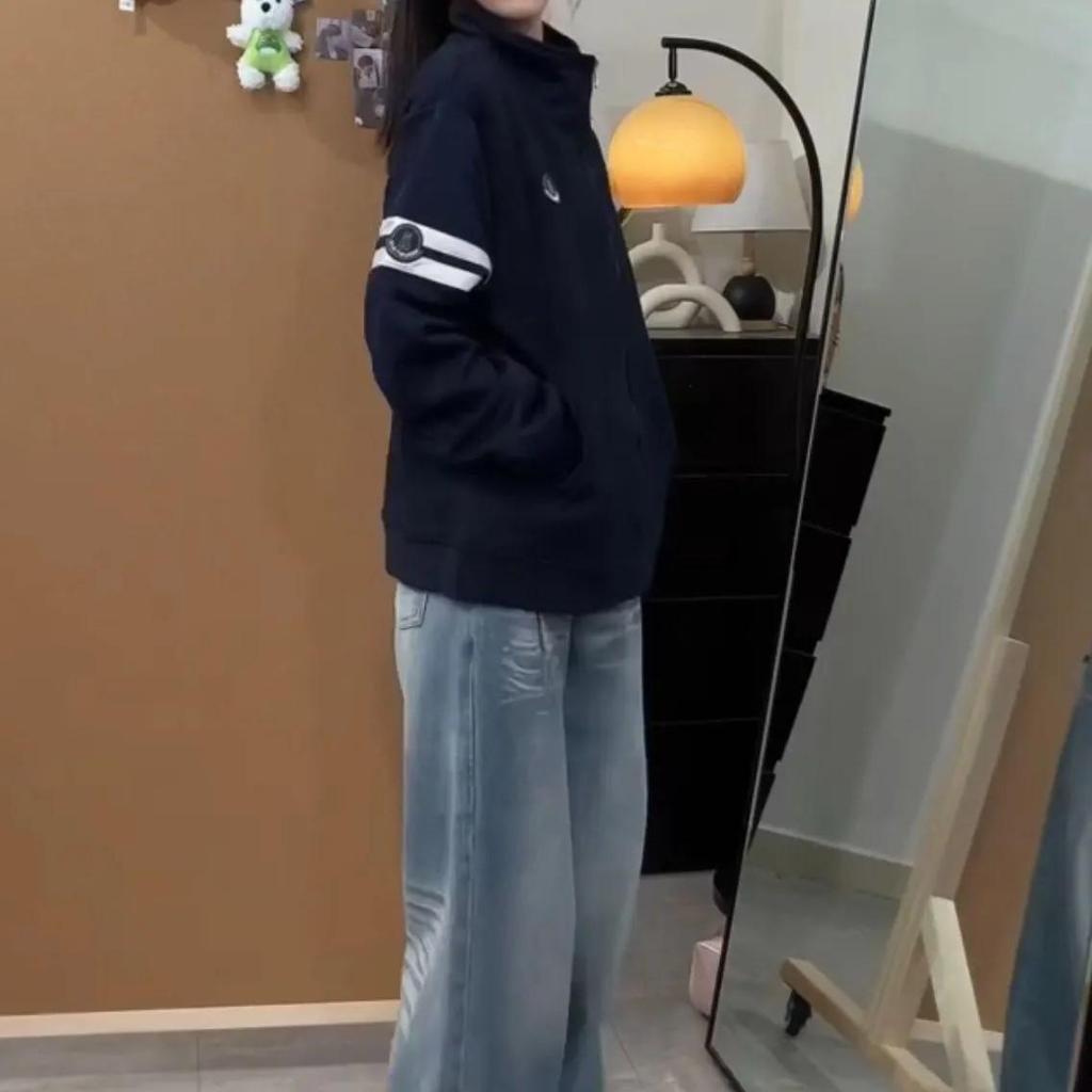 Sweat à capuche cardigan tendance brodé unisexe - Veste légère de luxe à col montant zippée