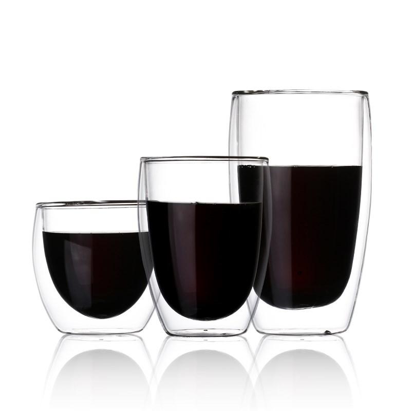 Double Bottom Wall Glass Coffee Cup Whiskey Tea Thermal Heat Resistant Cocktail Vodka Shot Wine Mug Drinkware Tumbler Set