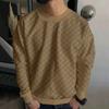 Men's Fall Winter Men's Knit Sweater Jacquard Checkerboard Round Neck Casual Bottoming Long-sleeved Tops Simple Generous Menswear Comfortable Casual