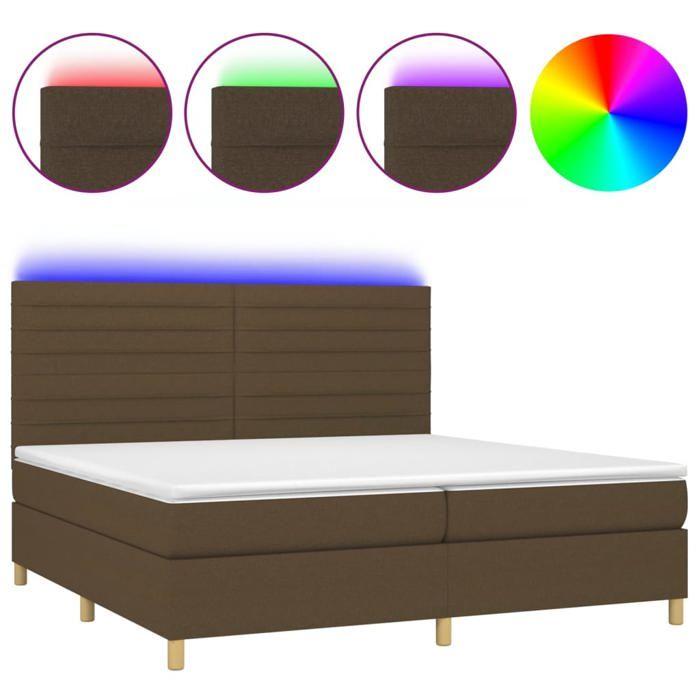 VidaXL Sommier à Lattes de Lit avec Matelas et LED, Lit Rembourré avec Tête de Lit, Lit Double, Lit Adulte de Chambre, 3135544