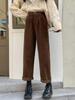 Kausale Taschen Alle Spiel Weibliche Koreanische Hosen Vintage Cord Hosen Hohe Taille Frühling Gerade Hosen