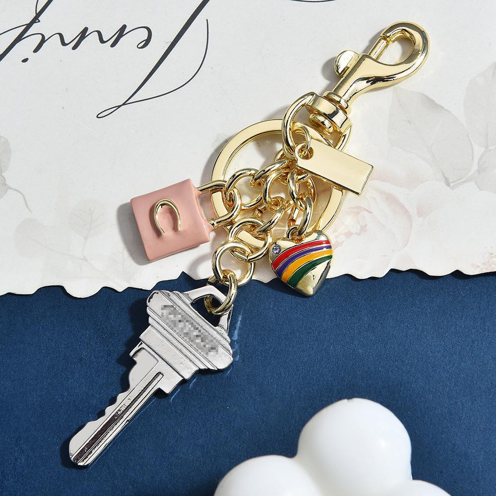 Creative Keychain With Heart Shape Pendant For Fashion Enamel Keyring Gifts For Teens