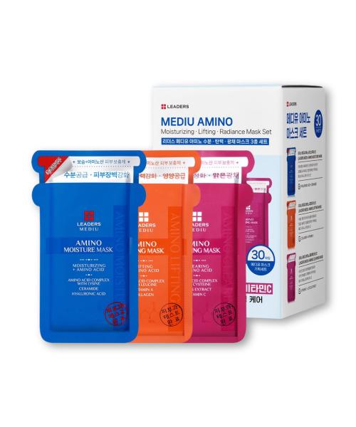 [30 Sheets] Mediu Amino Moisture Firming Radiance Mask 3-Piece Set