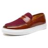 2025 British Style Plus Size Low-Top Skate Shoes: Round Toe Leather Casual Sports Loafers for Men.