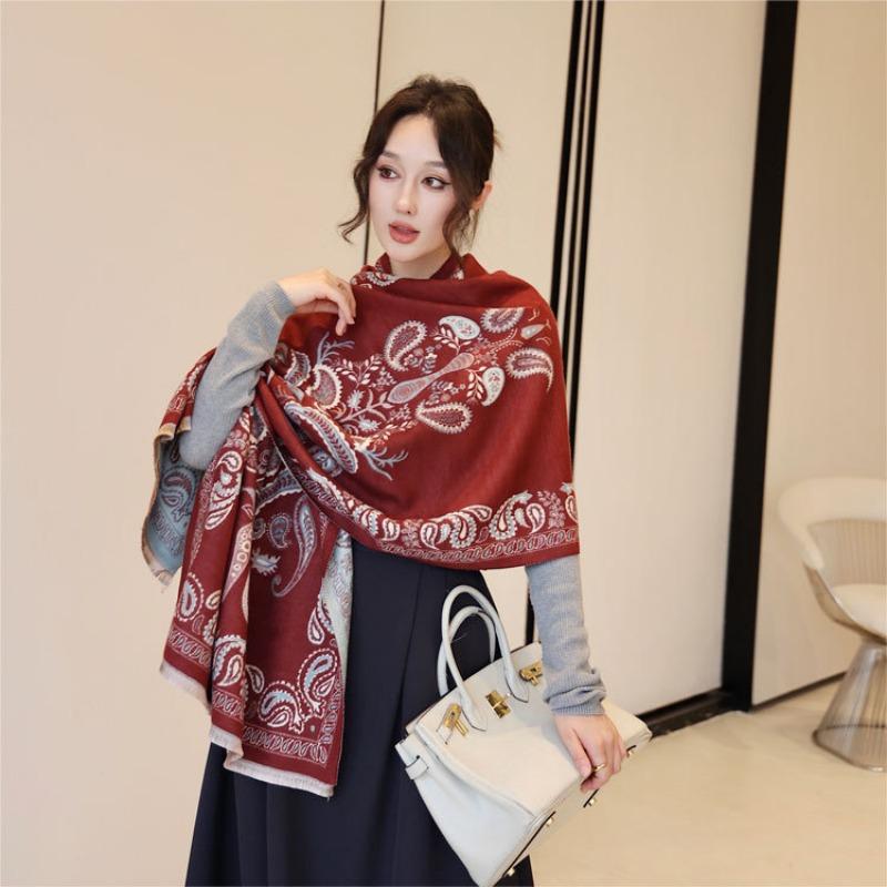 Winter new cashew tree jacquard scarf women's classic imitation cashmere shawl advanced sense versatile thickened warm scarf