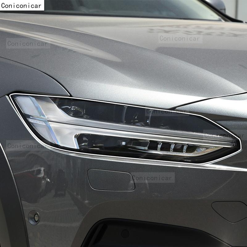 For VOLVO V90 2017-2024 2023 Car Headlight Transparent TPU Protective Cover Film Front Light Tint Change Color Sticker