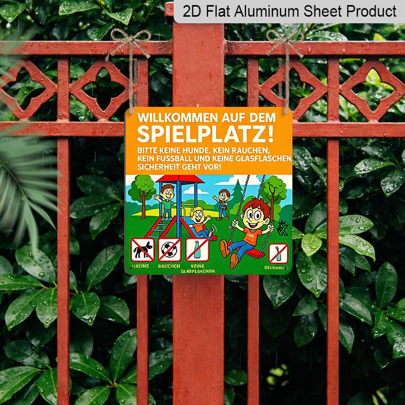 2D Flat, 1pc, Vintage Playground Safety Tips Aluminium Metal Decorative Plaques, Outdoor, Garden, Yard, School, and Public Space Decor, Practical