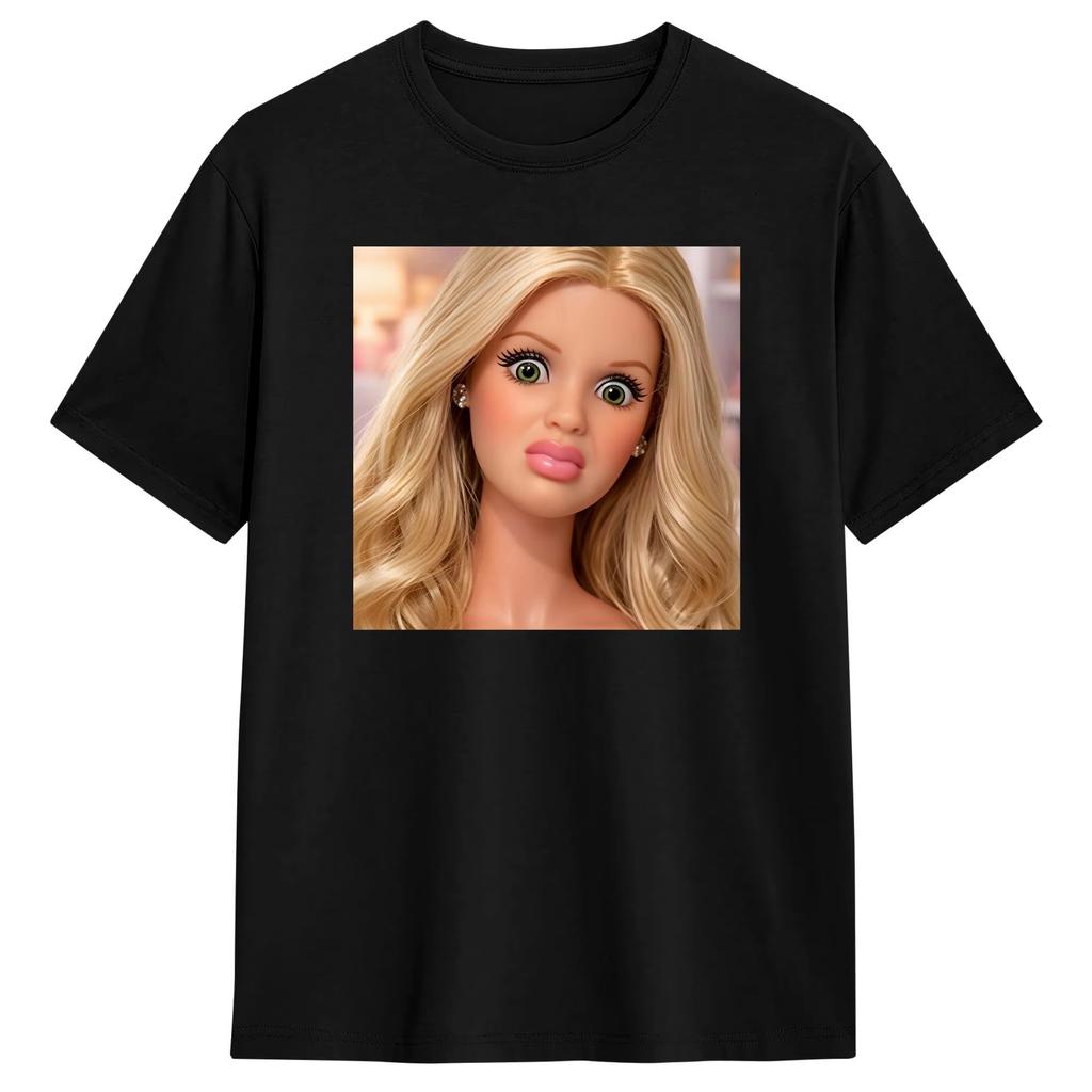 Summer Y2k Funny Hipster Tshirt Distressed Doll Face Meme Cotton T Shirt Lightweight Breathable Comfortable Clothes For Adult