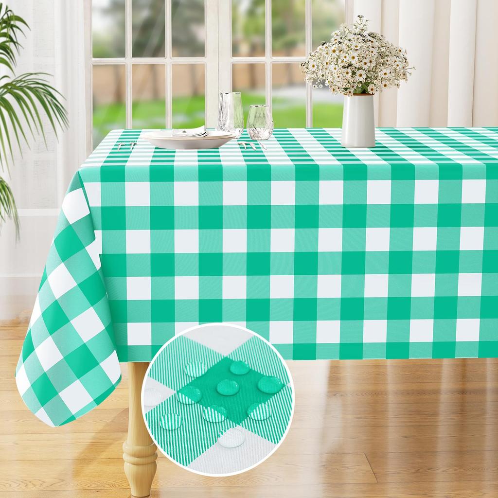 Olanly Rectangle Waterproof Vinyl Table Cloth Buffalo Flannel Backed Tablecloth Wipeable Plastic Table Cover For Easter Kitchen