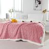 Double-layer Thickened Lambskin Jacquard Tuff Fleece Blanket for Office Nap - Solid Color AB Version.