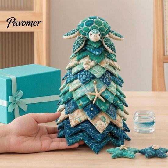 Educational Ocean Crafting Kits 2PCS DIY Quilted Sewing Christmas Tree Kit, Whale+Crab/Turtle+Octopus Marine Theme, Artistic Party Activities for Kids