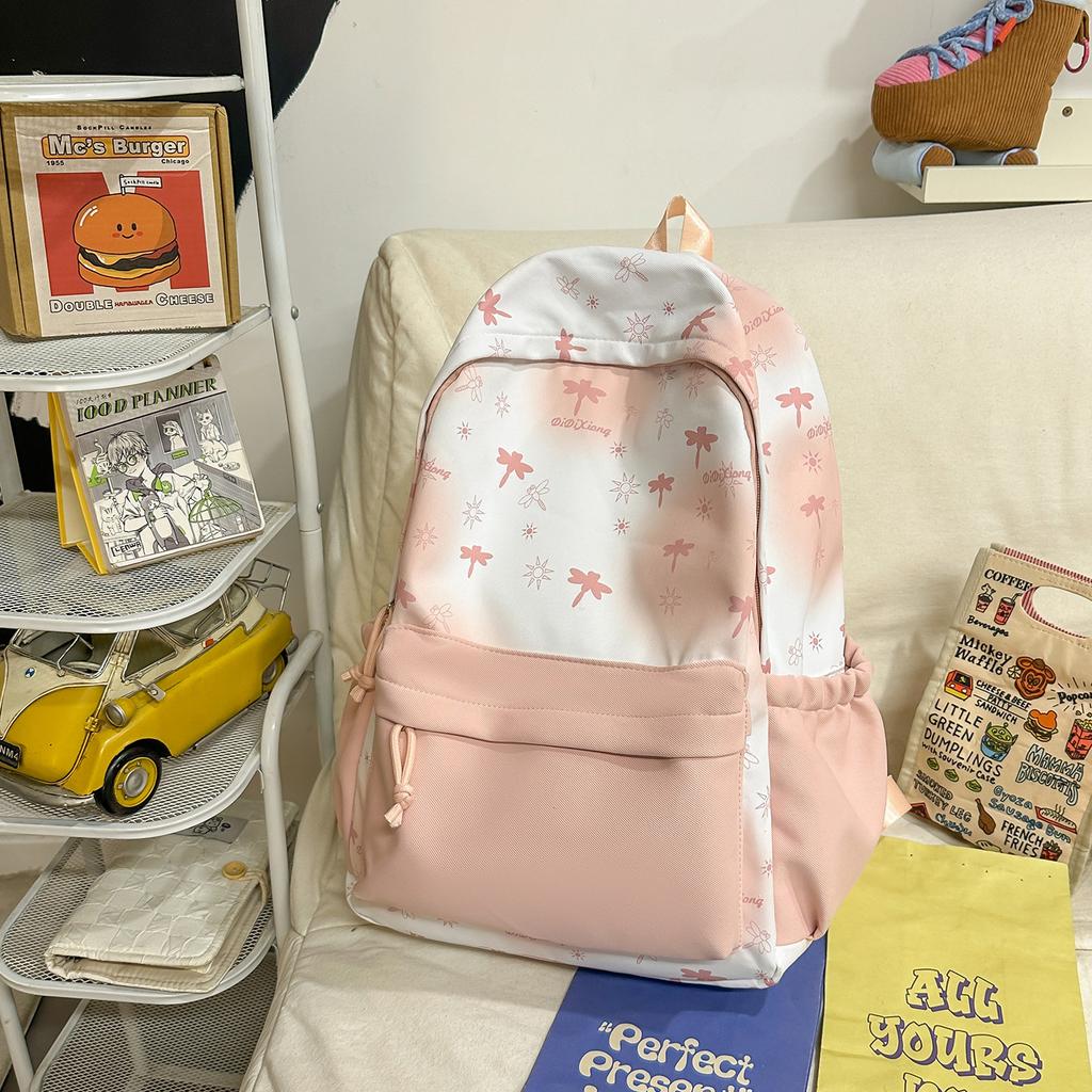 School bag new high-aesthetic Japanese fresh, sweet, artistic, and cute butterfly backpack, lightweight travel backpack for middle school students