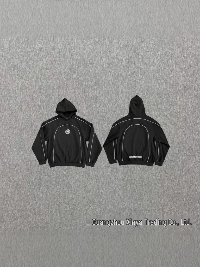 Embroidered Color Block Hooded Cardigan & Versatile Casual Long Pants Set