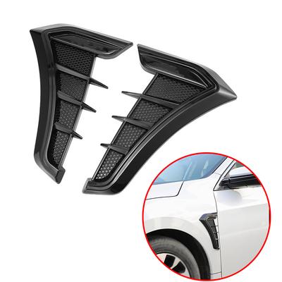 Ventilaciones Laterales Universales para Guardabarros de Coche Rejilla de Admisión de Flujo de Aire Adhesivo Embellecedor Cubierta Decoración Negro Brillante / Carbono