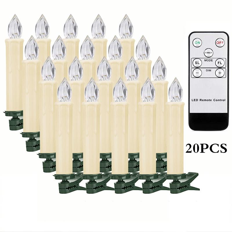 LED Flickering Flames Candles with Timer Remote, Christmas Tree Candle, Battery Operated, New Year Decoration, Home decor Candle