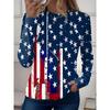 Women's T shirt Long Sleeve Crew Neck Long Sleeve Tunic Graphic Flag Top