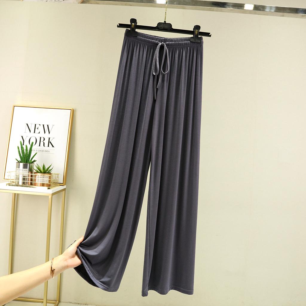 Einfarbig Hohe Taille Frühling Sommer Herbst Gerade Schnürung Dünne Loungehose Elastische Taille Lockere Freizeithose Lässige Yoga-Home-Hose