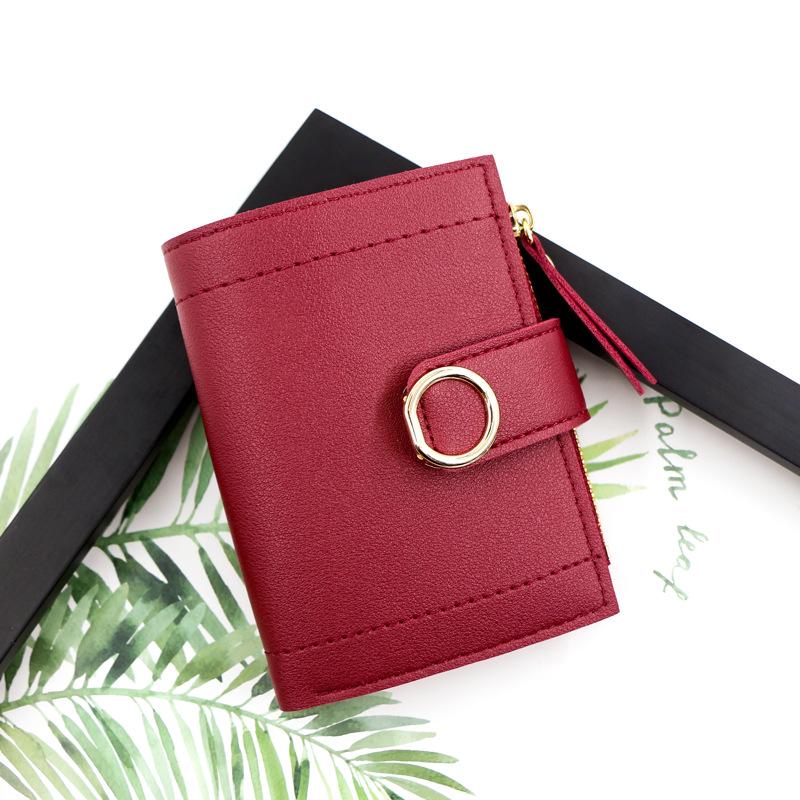 

Женский короткий кошелек на молнии с застежкой, свежий литературный квадратный кошелек для монет красный