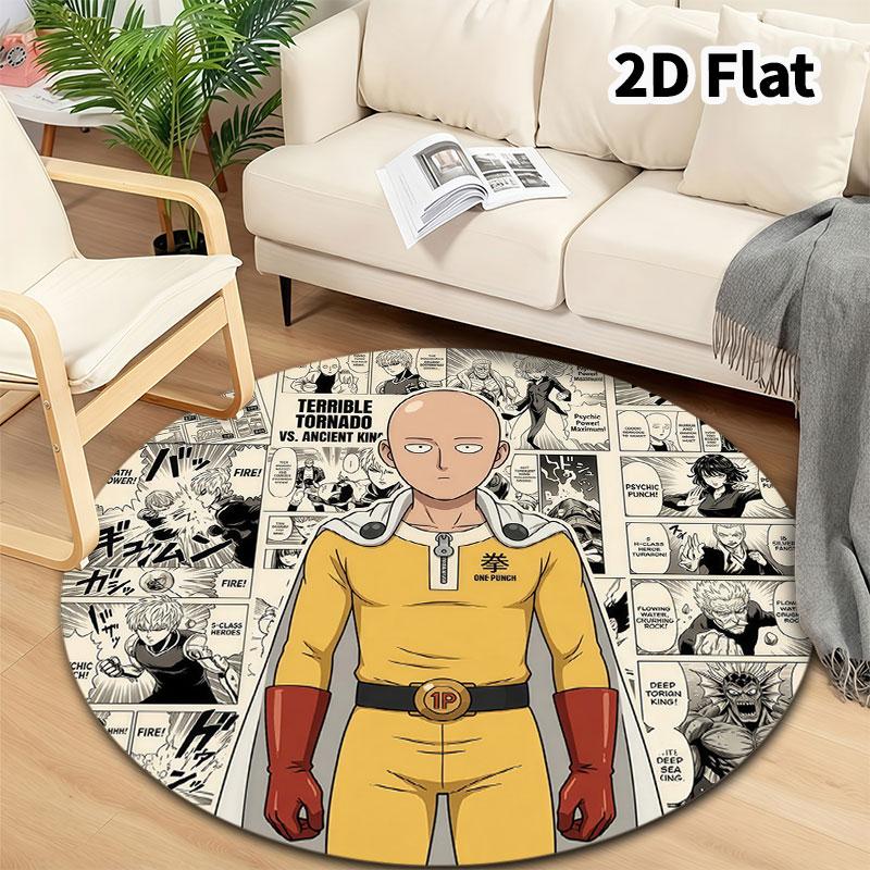 Onepunch Man Round Area Rug Carpet Rug For Living Room Bedroom Sofa Playroom Decor Nonslip Floor Mat