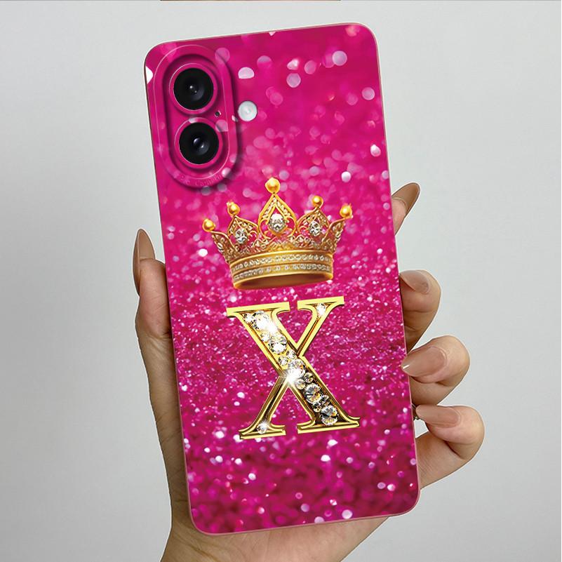 

For Apple iPhone 16 Plus Case iPhone16 Pro Crown Letters Cover Soft Slim Phone Case For iPhone 16 Pro Max iPhone16 Fundas Coque iPhone 16 Pro