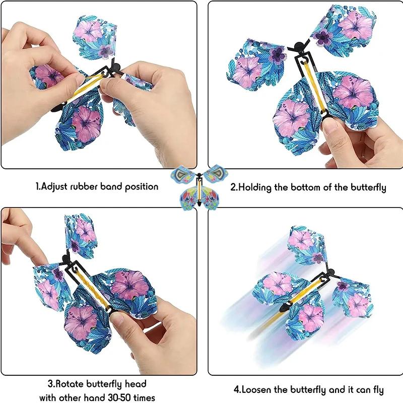 Random Color Magic Flying Butterfly Wind Up Toy Bookmark Internet Celebrity Colorful Butterfly Simulation Party Gift